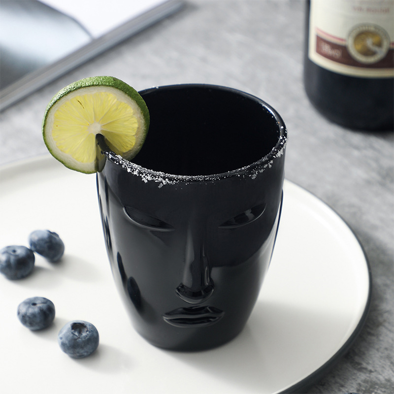 A creative glass water cup with a human face pattern 8 01