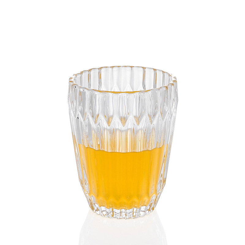 Simple and retro embossed striped glass cup 6