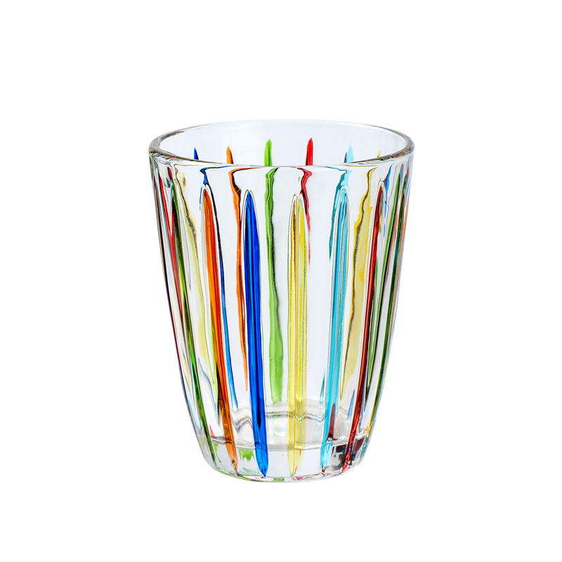 European-style handmade hand-painted striped glass cup 3