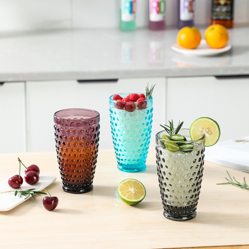 European-style vintage embossed glass cup 7