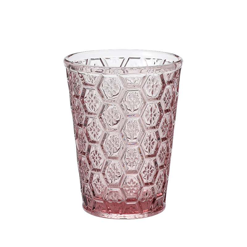Clear glass European-style vintage embossed glass cup 12 01