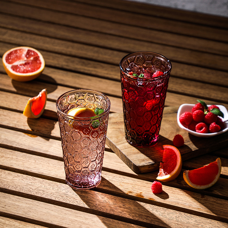 Clear glass European-style vintage embossed glass cup 12 02