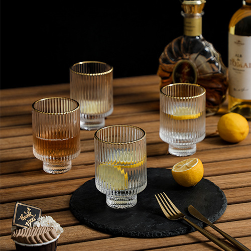 Creative transparent glass with vertical stripes 10