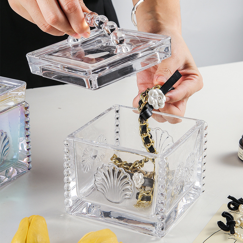 European-style embossed glass storage jar with lid 23