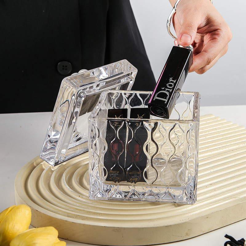 European-style embossed glass storage jar with lid 23