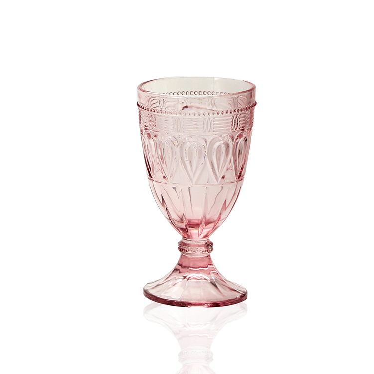 Feather-patterned lace embossed glass cup 15