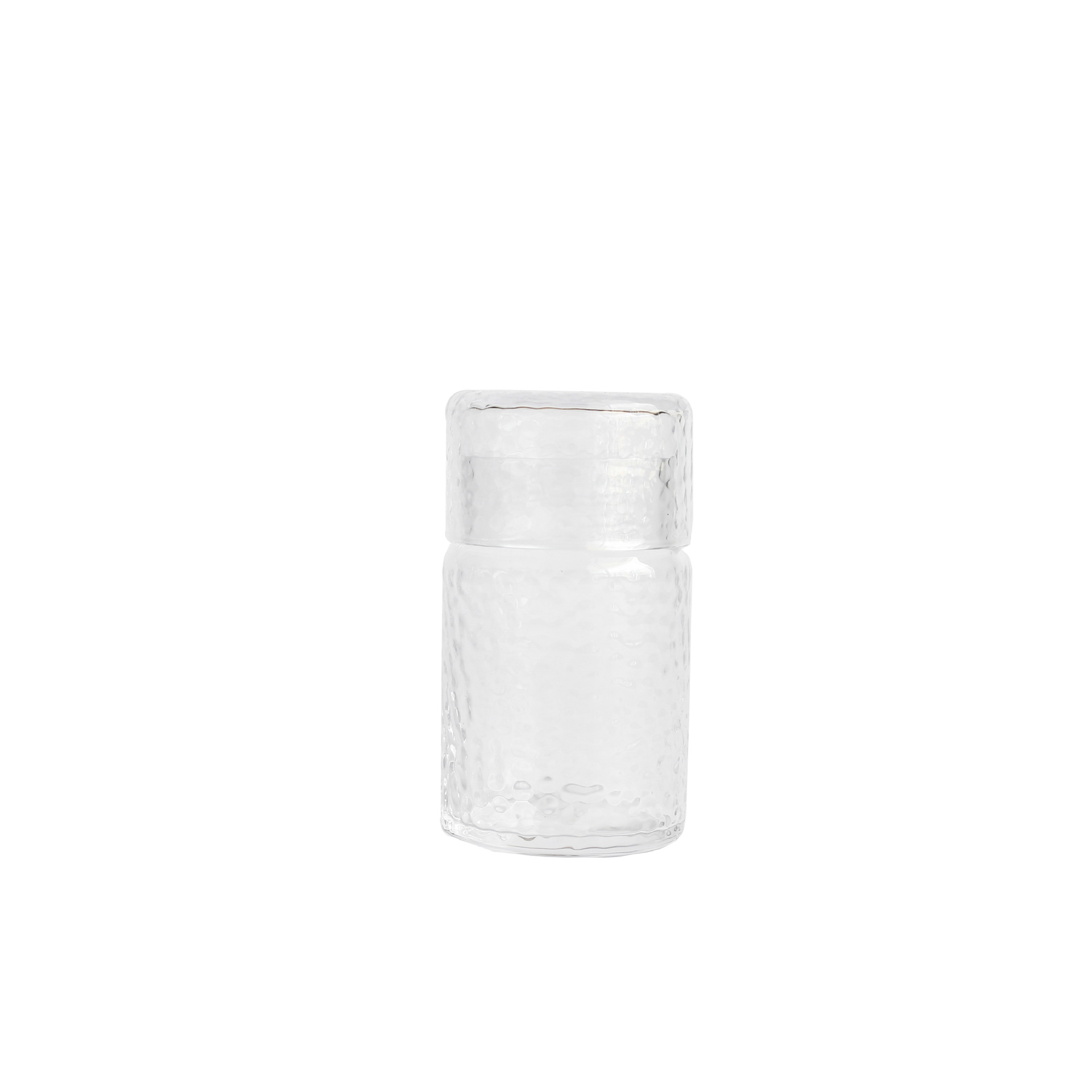Hammered-texture transparent glass storage jar 26 01