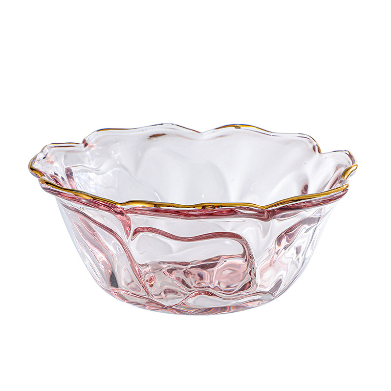 Japanese-style glass bowl with gold rim and peony design 31
