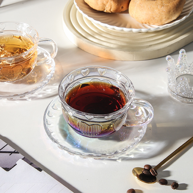 Creative household embossed heart-shaped glass cup 38