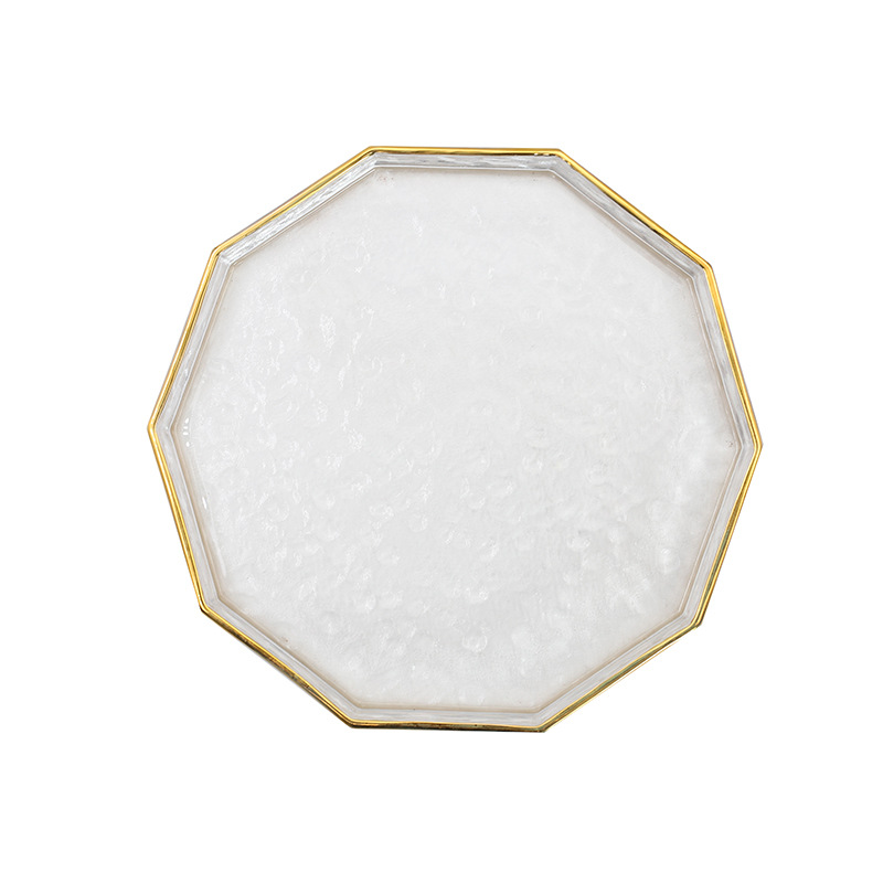 Creative household glass fruit bowl with gold rim 34