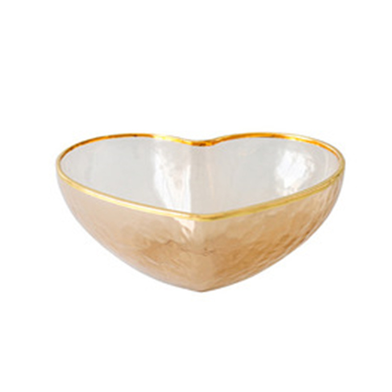 Japanese-style champagne-colored glass bowl with gold rim 43 01