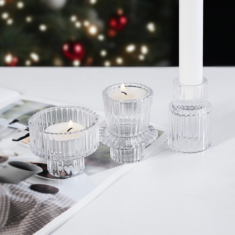 Nordic minimalist striped glass candlestick 52 01