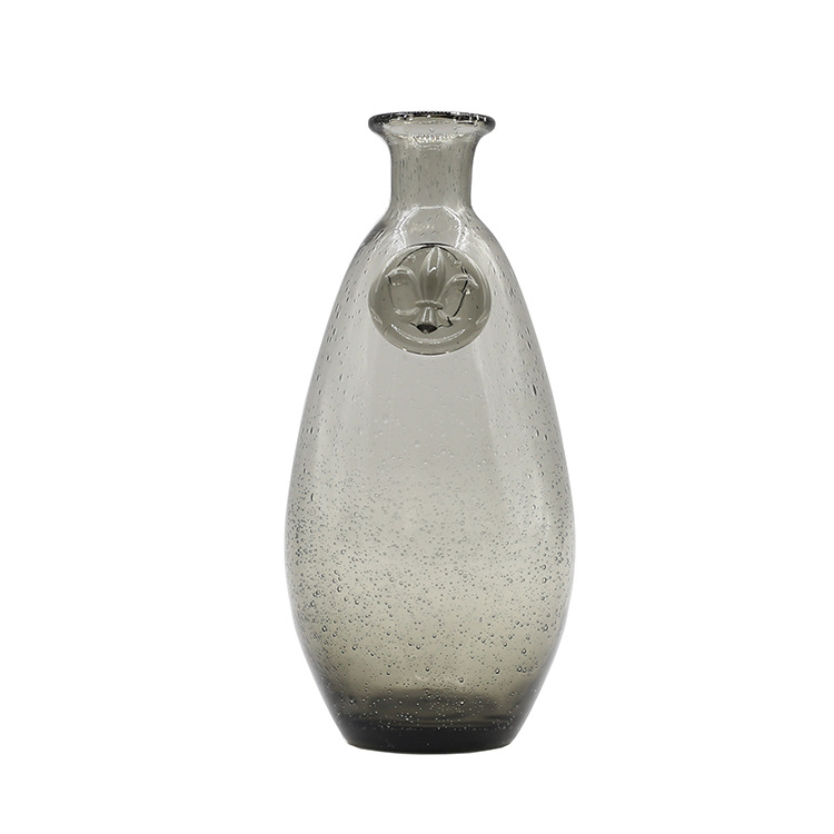 Nordic smoky gray bubble glass vase 60 01